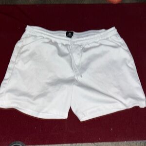 H&M White Men's Athletic Shorts with Drawstring Waist